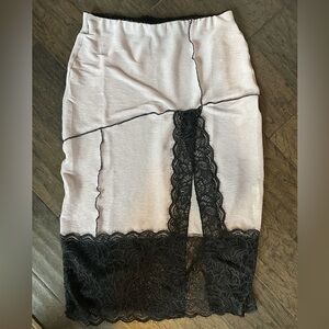 Free People Blush and Black Lace Midi Skirt